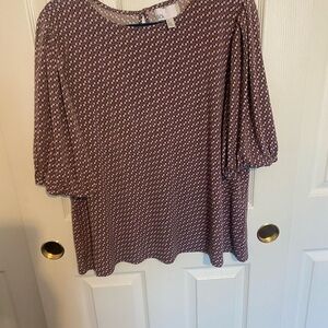 Nordstrom Rack Elegant Women's Blouse in Pink and Brown Polka Dot Size 1X
